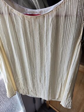 Tahari Cream Beaded Scoop Neck Top